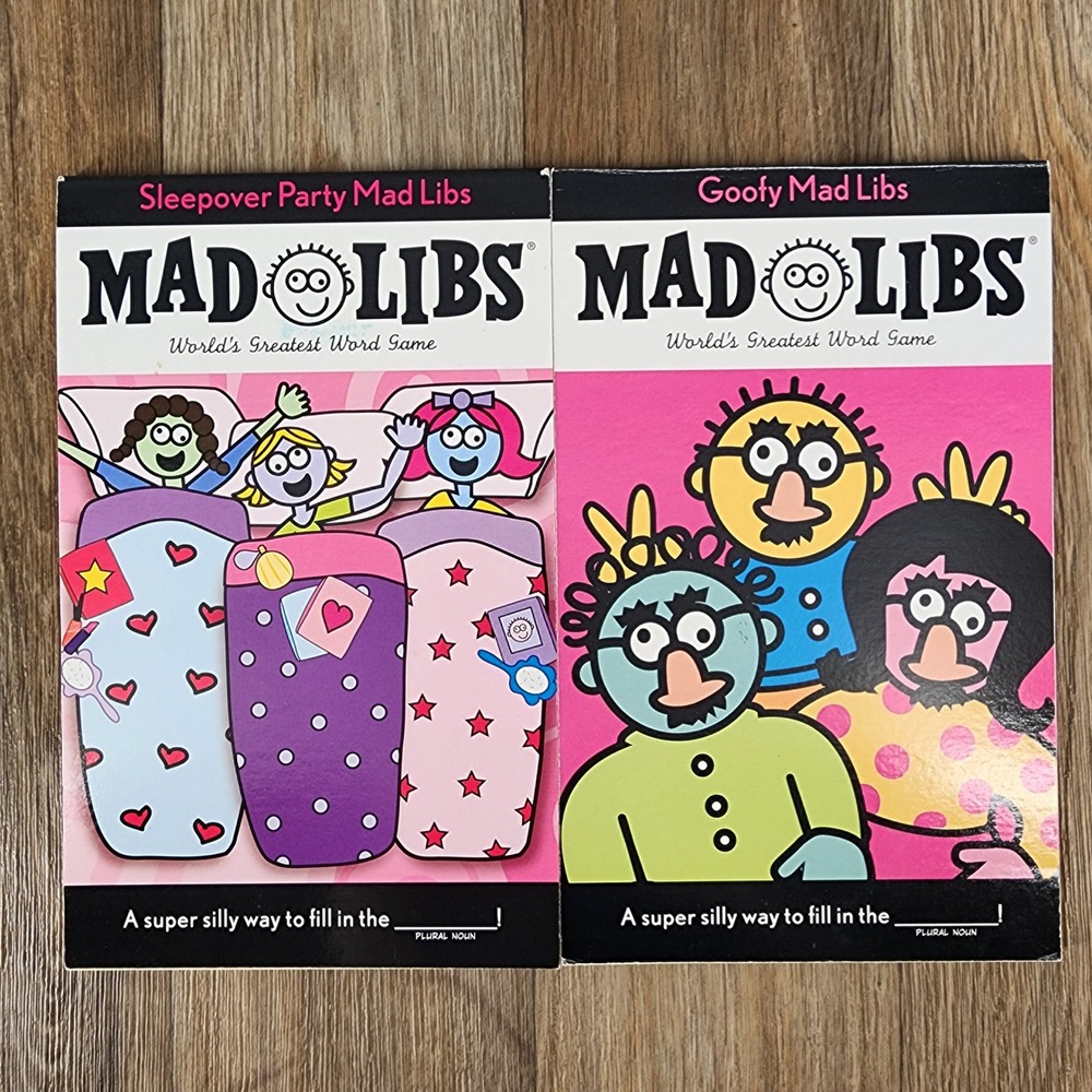 Mad Libs Book Lot Sleepover Party Goofy 2 Paperback Activity Books